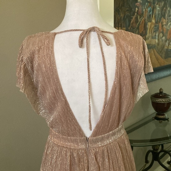 Chelsea28  Women’s Pink Peach Metallic Midi Dress size S - Picture 8 of 12